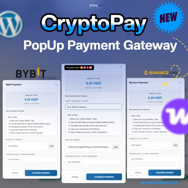 PopUp Crypto Payment Gateway WordPress